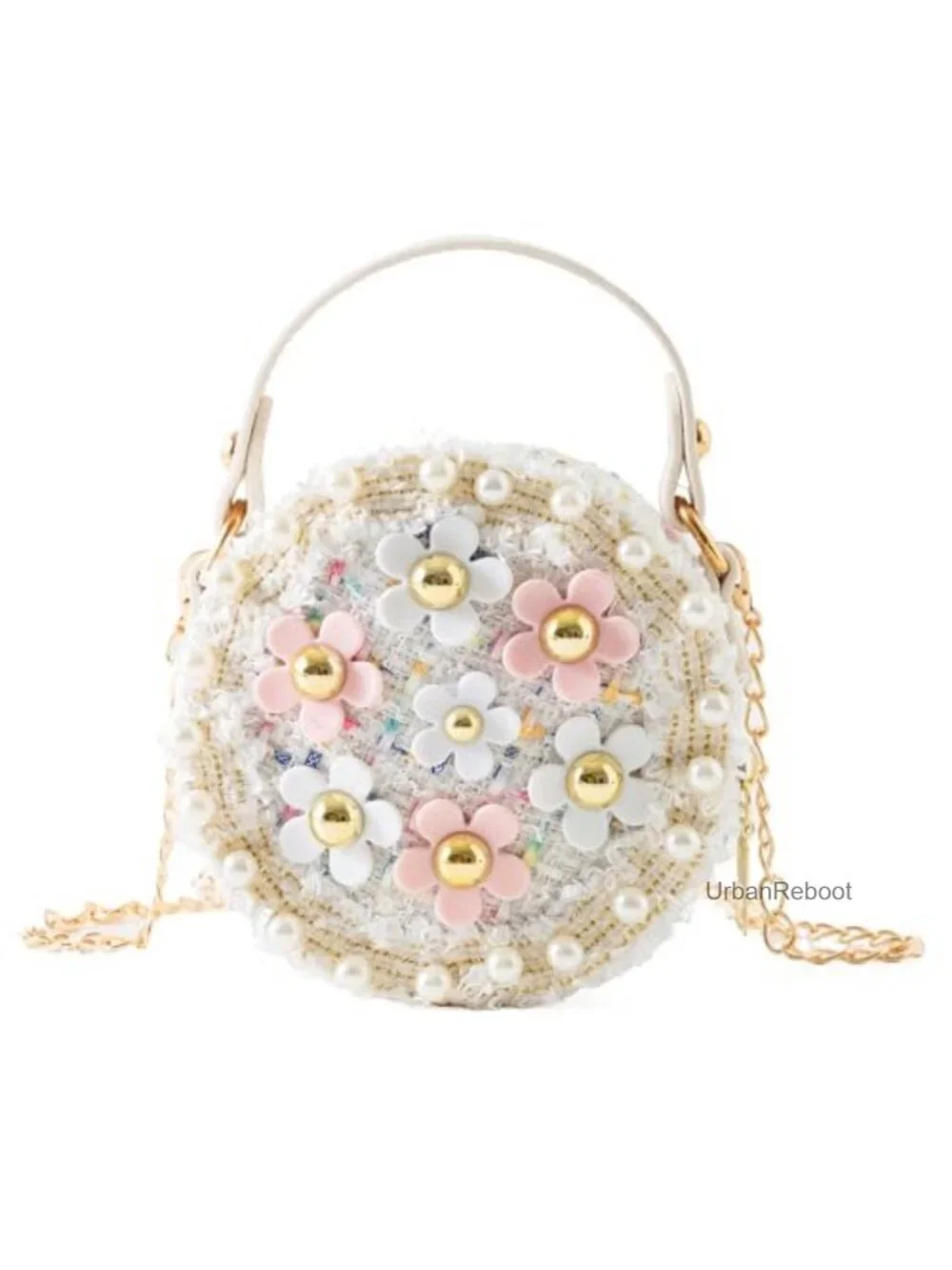 Girls PU Leather Floral Crossbody Purse Mini Handbag Adjustable Strap